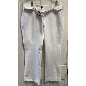 NWT White House Black Market Ankle Trouser Dress Pants Size 4 Belted White